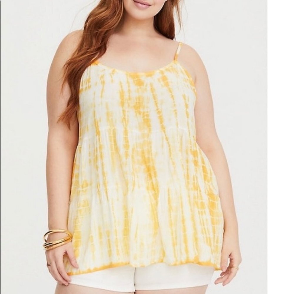Torrid Yellow Tie Dye Strapped Cami